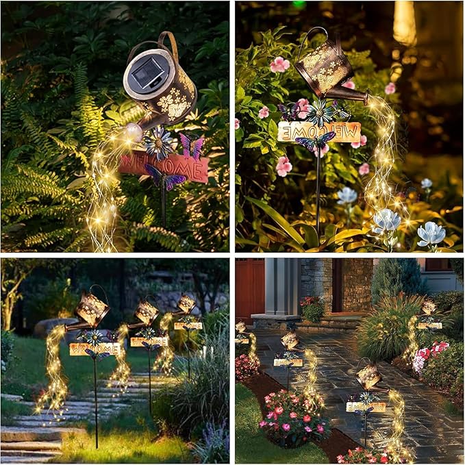 Solar Watering Can Light, Solar Yard Decorations Outdoor,Garden Decor Lights for Yard,IP65 Waterproof Hanging Lantern Lights,Outside Patio Lawn (Warm White)