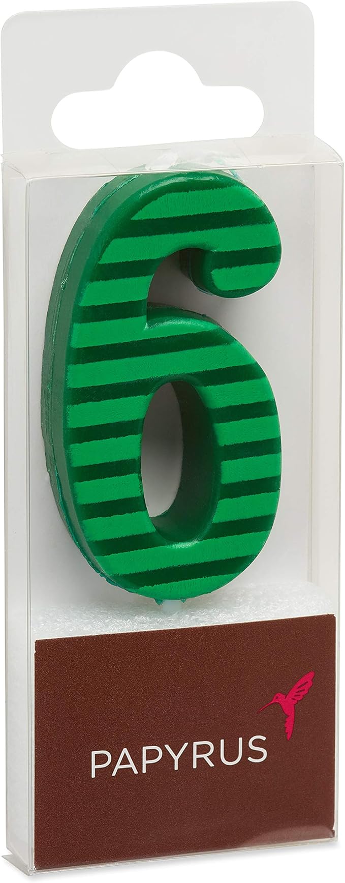 Papyrus Number Birthday Candles Pack, Green Stripes (10-Count)