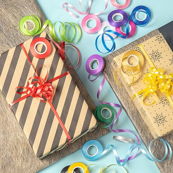 30 Roll Christmas Curling Ribbons for Crafts Bows Present Wrapping Florist Wedding Party Festival Art Craft Decor, 11 Yards Per Roll, 3/16 Inch Wide 3/16" - Set8