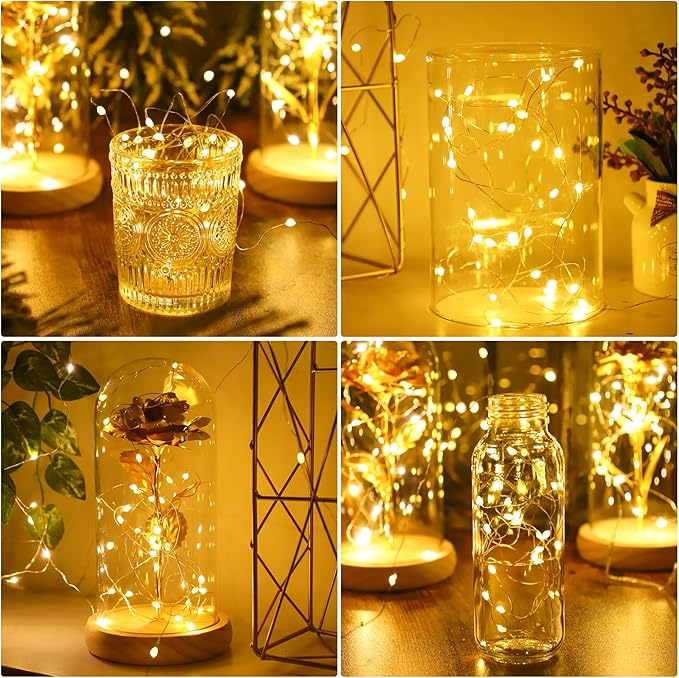 6 Pcs Fairy Lights Battery Operated, Christmas Tree Decor Twinkle Lights, 10 feet 30 LEDs String Lights, Flashing and Constant Light Modes, for Parties, Glass Bottle Decoration (Warm Color)
