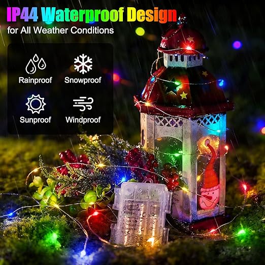 4 Pack Fairy Lights Battery Operated with Remote, 33FT 100LED Waterproof Twinkle String Lights with Timer & 8 Modes,for Indoor Outdoor Patio Garden Wedding Party Christmas Decor-Multicolor
