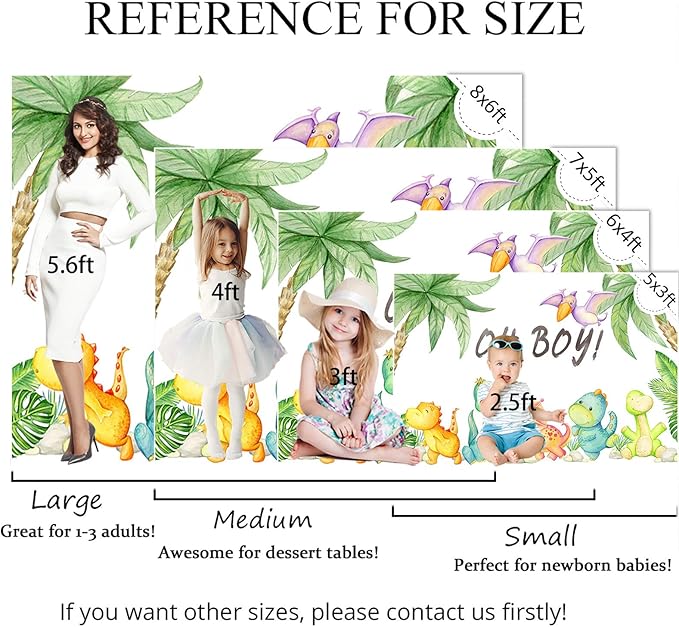 Mocsicka Dinosaur Baby Shower Backdrop Oh Boy Roar Dino Party Decoration Jungle Birthday Party Newborn Photography Background Cake Table Banner Decoration Photo Booth Studio Props(8x6ft(96x72 inch))