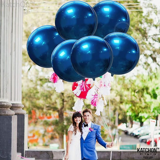 KatchOn, Metallic Blue Balloons - Big 22 Inch, Pack of 6 | Blue Mylar Balloons for Fathers Day Decorations | Graduation Decorations 2026, Blue Party Decorations, Birthday Decorations