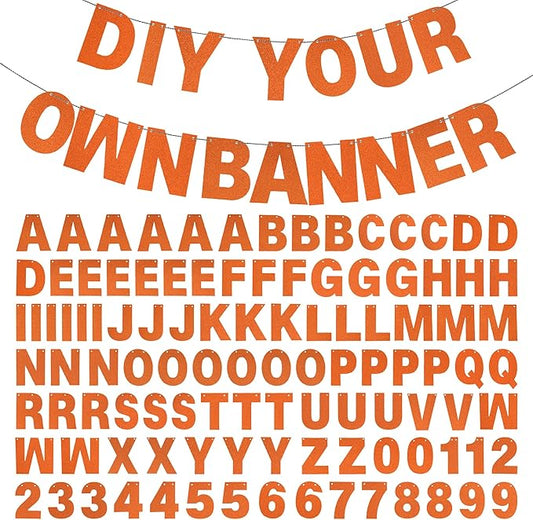 DIY Banner Kit with Letters Glitter Banner Letters Customizable Birthday Banners Graduation Banner Custom Party Hanging Banner for Graduation Wedding Party Baby Shower Decoration(Orange)