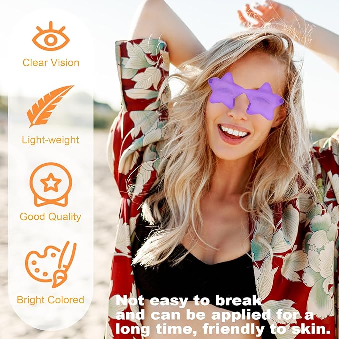 REHALY 8/12 Pairs Star Shaped Sunglasses Rimless Candy Star Sunglasses Pentagram Glasses for Women Men Party Streetwear