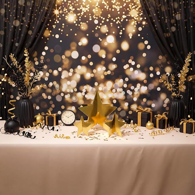 AmazingSpark 18 Pcs Large Star Centerpieces Gold 3D Star Table Decorations in 3 Sizes 10" 8" 6" for Birthday Party Baby Shower Gathering Carnival Ceremony Graduation Movie Night Supplies (Gold)