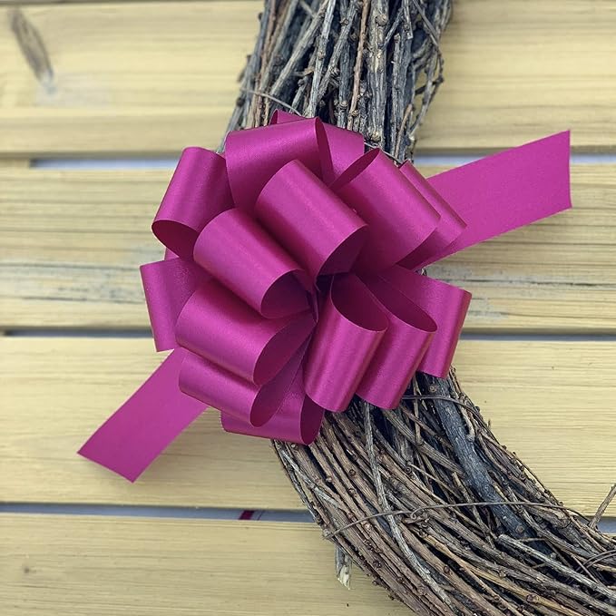 Fuchsia Pink Decorative Pull Bows - 5" Wide, Set of 10, Easter, Spring, Valentine's Day, Mother's Day, Gift Wrap, Gender Reveal, Baby Shower, Breast Cancer Awareness Ribbons, Fundraiser, Pinic Decor