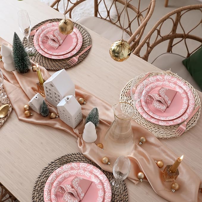 AmazingSpark 122 Pcs Light Pink Cielito Lindo Party Decoration Platos De Barro Mexicanos Fiesta Paper Plates Mexican Napkins Forks Tableware Set for Baby Shower Birthday Wedding Supplies, Serve 24