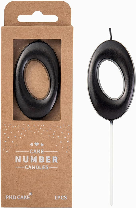 PHD Elegant Black 2.76 Inch Cake Candles - Black Number Candles for Birthday Parties