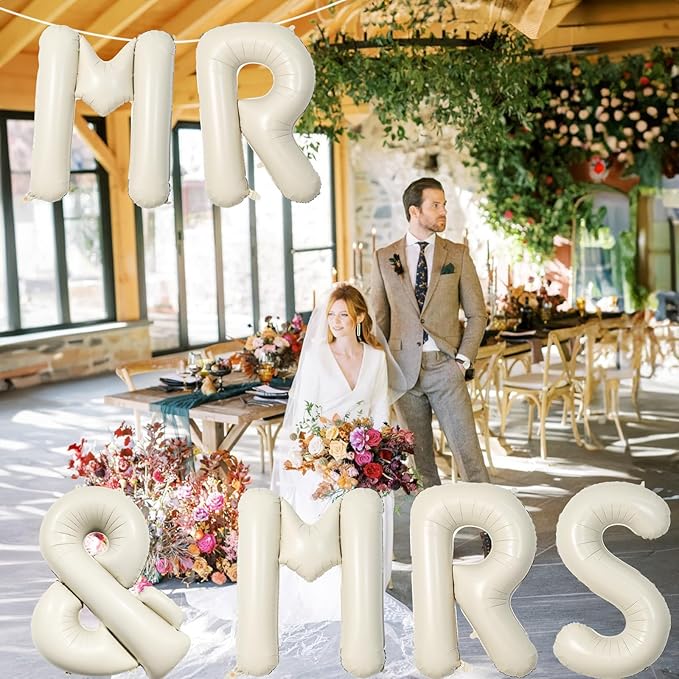 40 Inch Cream Giant Custom Alphabet & Foil Name Balloons - Ivory White, Mylar Self Inflating Beige Letters & Helium Letter Balloons for Women Girls Birthday Party Decorations