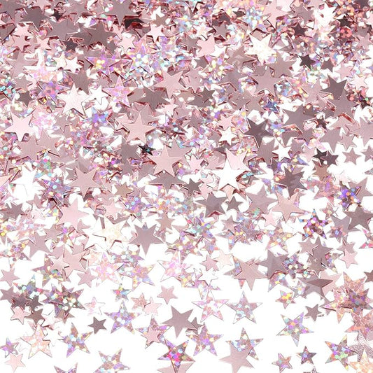 Hestya Star Confetti Glitter Table Confetti Metallic Foil Stars for Graduation Wedding Birthday Party Decorations(Glitter Rose Gold Set,10mm and 6mm,60g)