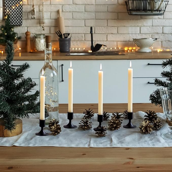 Sziqiqi Candlesticks Holder for Wedding Table Centerpiece - Black Taper Candle Holders Candle Stick Holder Bulk for Christmas Candlelight Dinner Wedding Party Festival Decor Pack of 6