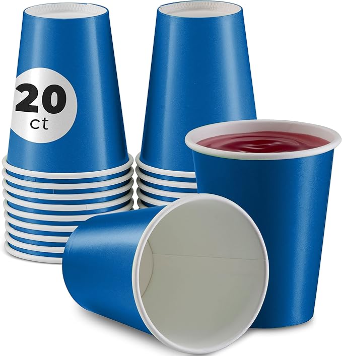 Disposable Paper Cups, 8 oz. Royal Blue Paper Coffee Cups, Strong and Sturdy Coffee Disposable Cups for Party, Wedding, Christmas, Halloween Hot Cups, Pack of 20