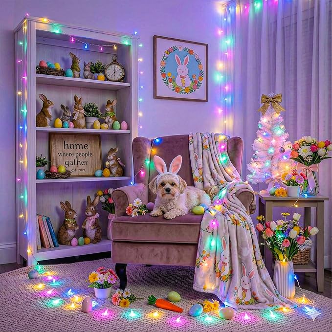 800 LED Easter String Lights 8 Modes Clear Wire 262ft String Lights Outdoor Waterproof, Plug in Twinkle Fairy Light for Bedroom Wedding Party Christmas Tree Decorations