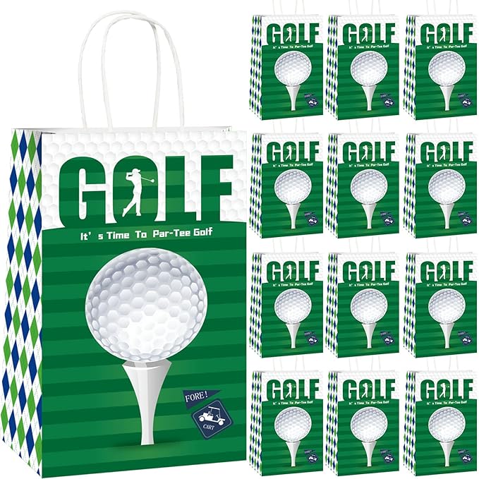 gisgfim 12 Pieces Golf Party Favor Bags Golf Birthday Goodie Treat Paper Bags Golfs Party Supplies Decorations for Baby Shower Birthday Gifts