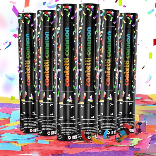 6 Pack Biodegradable Confetti Cannon Poppers, Confetti Shooter, Party Popper for Celebration, Birthday, Graduation, New Year's Eve Party