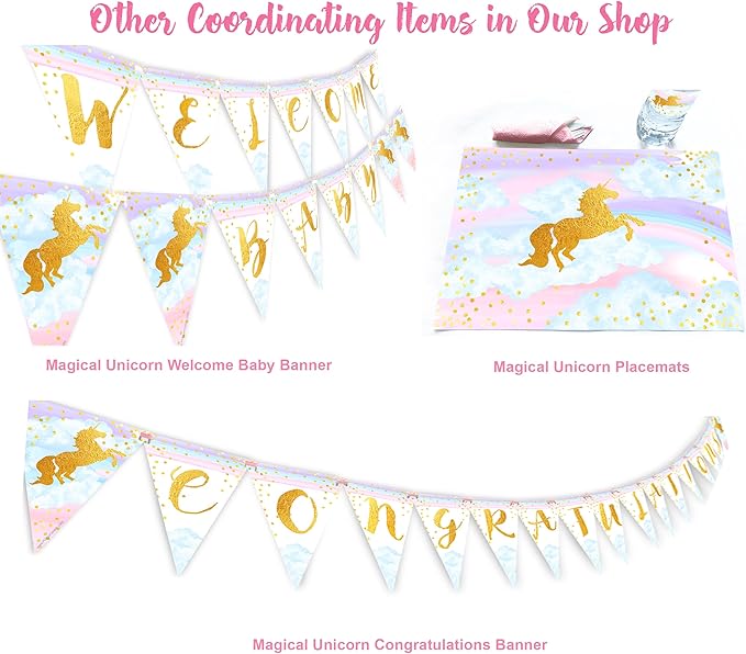 Magical Unicorn 12 LARGE Invitations - 12 Invitations + 12 Envelopes - DOUBLE SIDED
