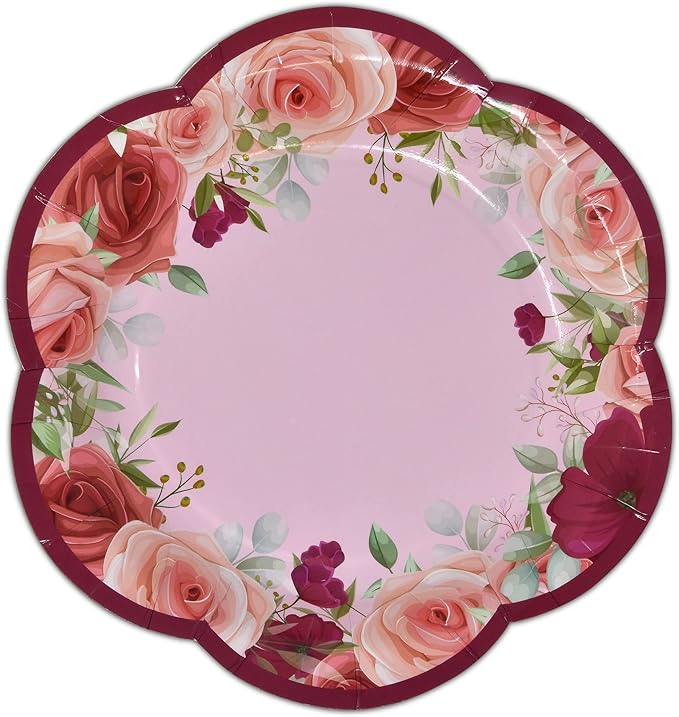 96 Pcs Floral Tea Party Supplies for 24 Disposable Tea Party Cups with Handle 7??5??Floral Paper Plates Paper Napkins for Birthday Bridal Shower