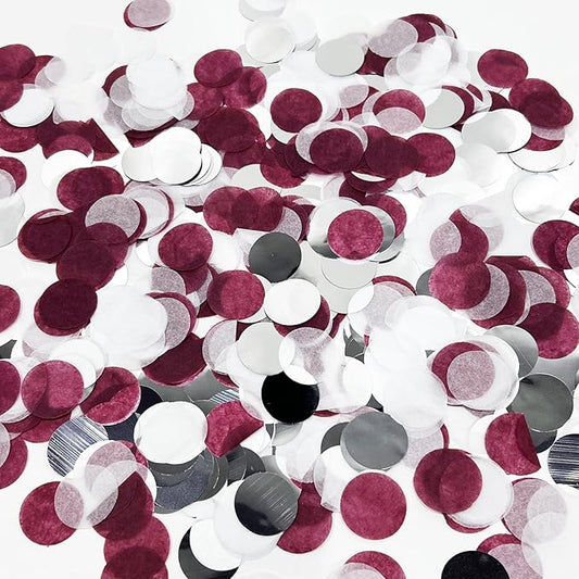 Maroon Confetti/Maroon Graduation Decorations/Burgundy Silver Table Decorations/Burgundy Silver Confetti/Engagement/Birthday Decorations Wedding