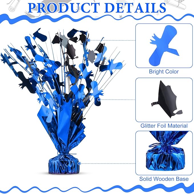Jetec 3 Pcs Graduation Table Centerpieces Graduation Table Decoration Glitter Foil Graduate Centerpieces for 2026 Grad Party Graduation Certificates(Blue)
