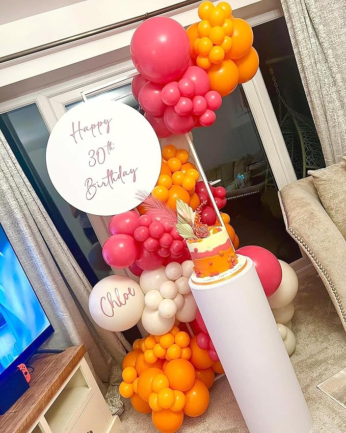 Pink and Orange Latex Balloons, 50pcs 12 Inches Light & Hot Pink Orange with Confetti Balloons for Wedding, Birthday, Baby Shower Tropical Party Decorations