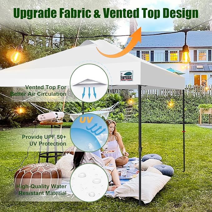 Eurmax USA NOMATTER ONE-Person Open&Close 10x10ft Pop Up Canopy Tent，Portable Shelter Canopy for Outdoor Events，Instant Canopies, Temporary Sunshade,Bonus 4 Sand Bags(Navy Blue)