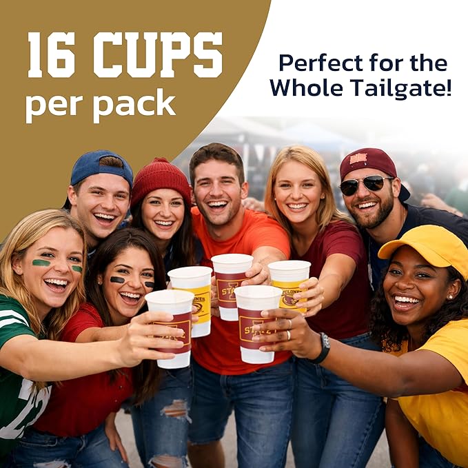 Westrick Iowa State Cyclones 16oz Plastic Cups, 16 Pack – Officially Licensed Iowa State University Disposable Party Cups with Logo – Tailgating, Game Day, Graduation Parties & Fan Celebrations