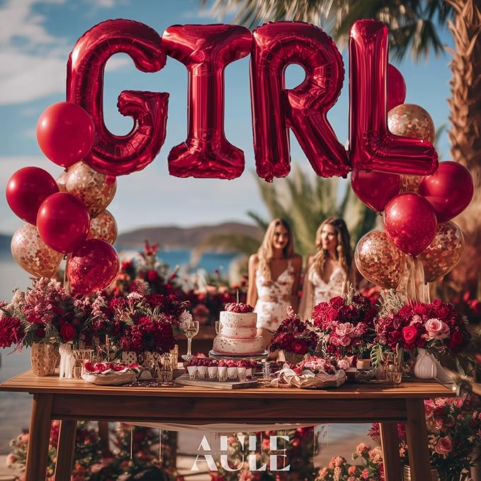 AULE red Letter Balloons Y 40Inch Large Giant big Foil Mylar red Y Balloon for Birthday Aniversary Party Decorations