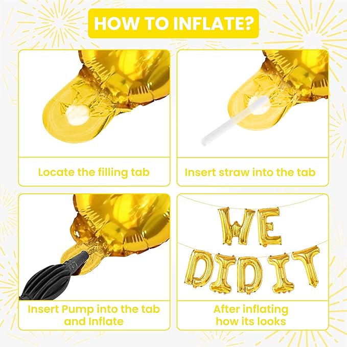 Gold Graduation Decorations 2026-16 Inch, Gold We Did It Balloons | We Did It Banner | Graduation Balloons for We Did It Decorations, Class of 2026 Decorations, KatchOn