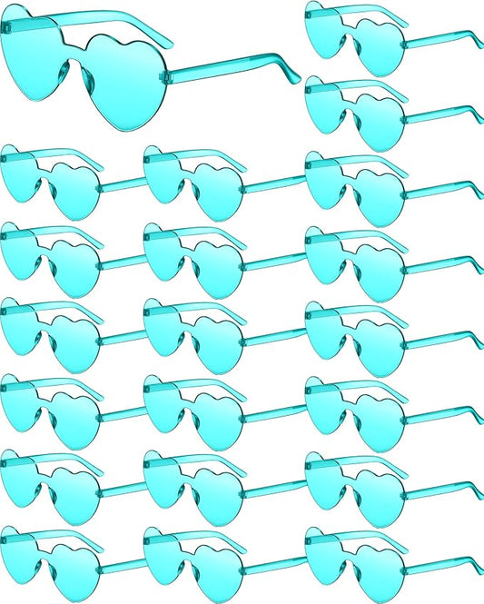 Frienda 20 Pairs Heart Shaped Sunglasses Rimless Candy Color Glasses for Women Men Party Favor