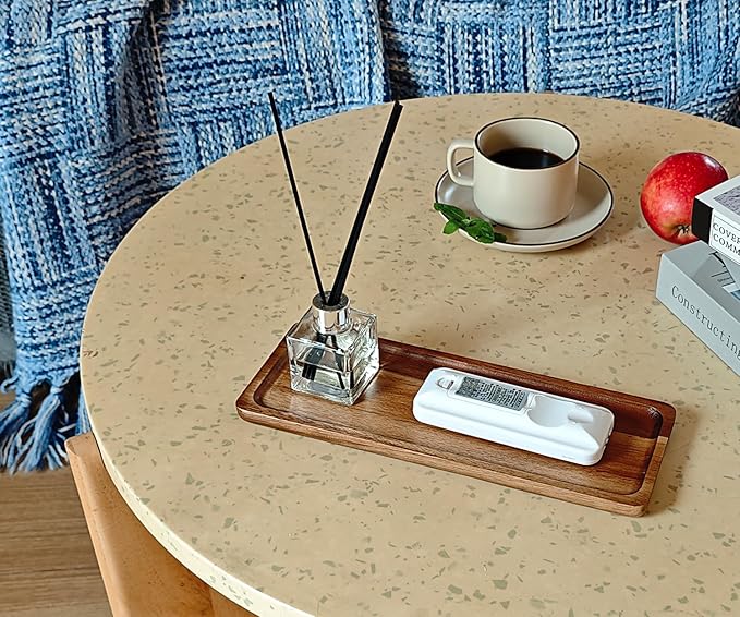 Small Wooden Tray (11.3 x 4.1 inch) 6 Pack, Rectangular Mini Serving Tray for Coffee Tables, Dessert, Snack, Fruit, Acacia Wood Platter for Vegetable, Decor Restaurant