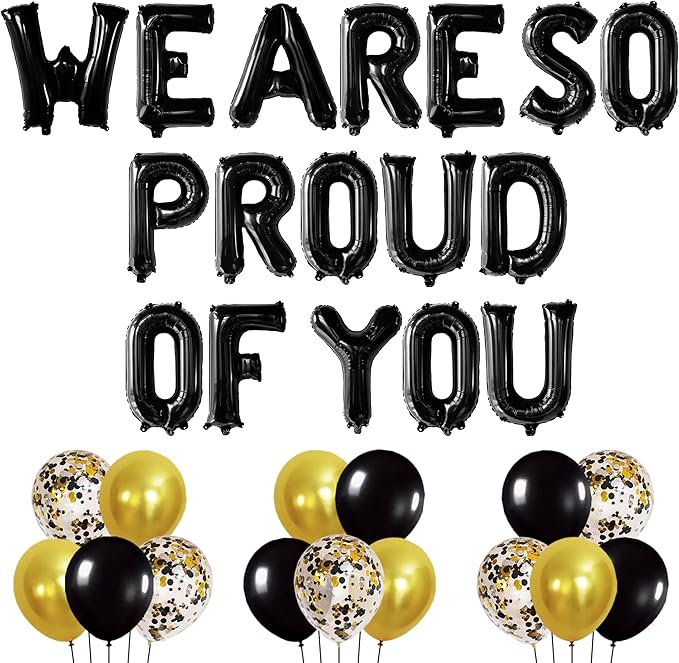 KatchOn, Black We Are So Proud of You Balloons - 16 Inch, Pack of 16 | Proud Of You Balloon for Graduation Decorations 2026, Graduation Balloons, 2026 Graduation Decorations