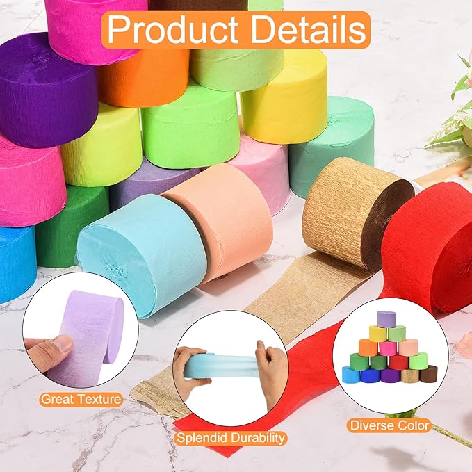 Crepe Paper Roll, Bright Red Crepe Paper Streamers Sheets, [for Party Streamer Decorations, Birthday Party] - 1.8 Inch x 82 ft / 2 Roll