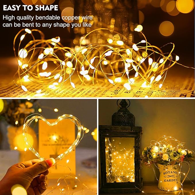 8 Pack Fairy Lights Battery Operated, 7FT 20 Mini LED Fairy Lights Silver Wire Twinkle Lights for DIY, Parties, Wedding, Bedroom, Christmas Decoration (Warm White)