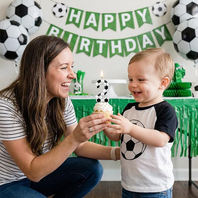 Soccer Number 2 Birthday Candle, 2nd Birthday Candle Sport-Theme Cake Topper, Soccer Theme Party Decorations for Boys Girls, Party Supplies Birthday Gifts