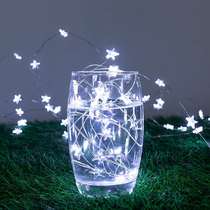 6 Packs 6.6ft 20 LEDs Star Fairy Lights Battery Operated,Mini Star String Lights,Waterproof Twinkle Starry Light for DIY Bottle Table Christmas Ramadan Wedding Halloween Decor,Cool White