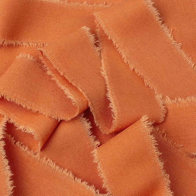 Terracotta Cotton Linen Ribbon 1.5" x 21Yds Burnt Orange Boho Vintage Rustic Ribbon Handmade Fringe Frayed Cloth Fabric Ribbon for Gift Wrapping Wedding Invitations Bridal Bouquets DIY Crafts