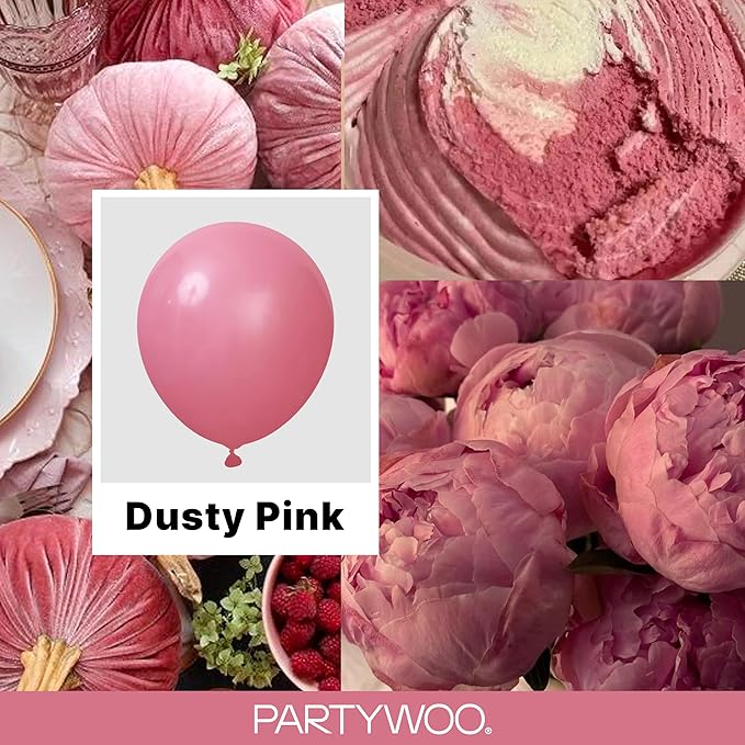 PartyWoo Mauve Balloons 140pcs Different Sizes of 18 12 10 5 Inch Dusty Pink Rose Blush Boho Netural Balloon Arch Kit Garland for Baby Shower Wedding Engagement Birthday Party Decorations Pink-F02