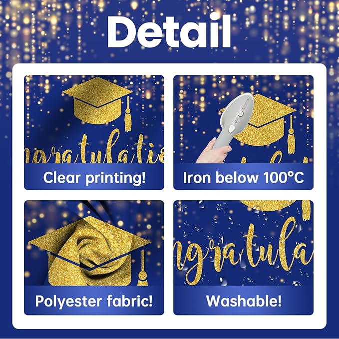 Mocsicka Class of 2026 Backdrop Blue Gold Glitter Bokeh Graduation Party Background 2026 Congrats Grad Prom Party Cake Table Decoration Photo Booth Props (8x6ft)