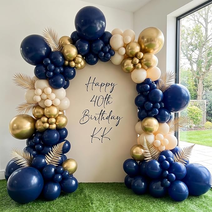 RUBFAC 135pcs Navy Blue Balloons Different Sizes 18 12 10 5 Inch Dark Blue Latex Balloon Garland Arch for Graduation Birthday Party Baby Shower Wedding Decorations