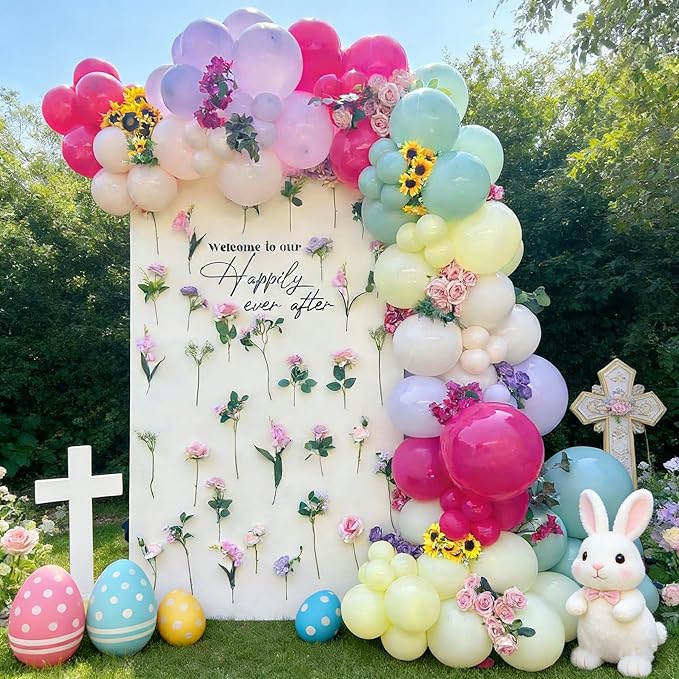 154Pcs Spring Wildflower Balloons Arch Garland Kit, Pastel Color Balloons for Flower Dasiy Floral Birthday Butterfly Tea Party Garden Baby Shower Decorations
