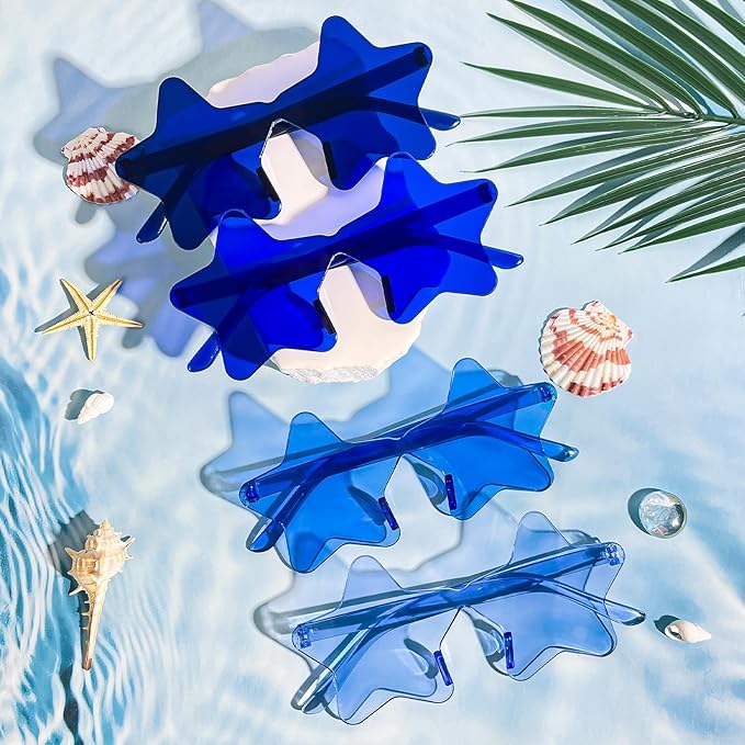 Pibupibu Wholesale 40 Pack Rimless Star Shaped Sunglasses Bulk Adults Unisex, Fun Colorful Pentagram Glasses Party Favors