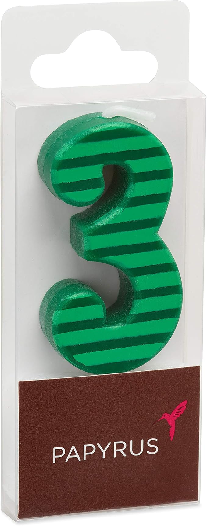 Papyrus Number Birthday Candles Pack, Green Stripes (10-Count)