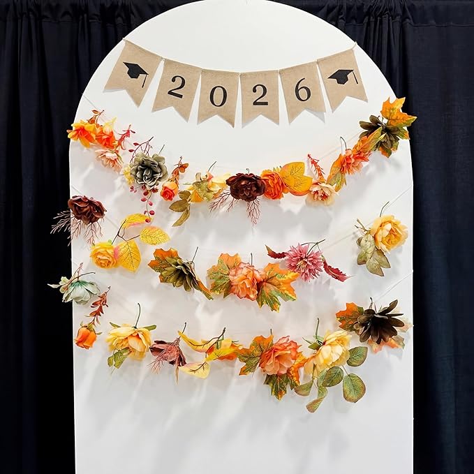 Suncalla 2 Pcs 6.6 ft Artificial Flower Garland Spring Wildflower Vines Backdrop Floral Hanging Ceiling Garland for Tea Birthday Wedding Bridal Shower Baby Shower Backdrop Wall Decor(Bright Color)