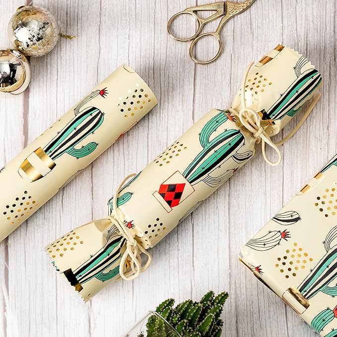 MAYPLUSS Cactus Wrapping Paper Roll - 17Inch X 33Feet - Western Green Cactus Potted Plants Gold foil Design Gift Wrap Thick Paper for Baby Shower, Christmas, Holiday, Birthday, Wedding, Cactus Lover