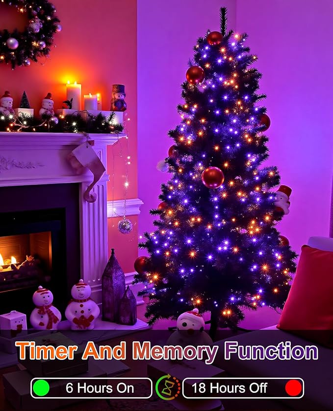 40FT 120 LED Christmas Lights Outdoor, Orange and Purple Christmas String Lights Waterproof, 8 Modes Connectable Christmas Tree Lights for Indoor Home Patio House Holiday Decorations