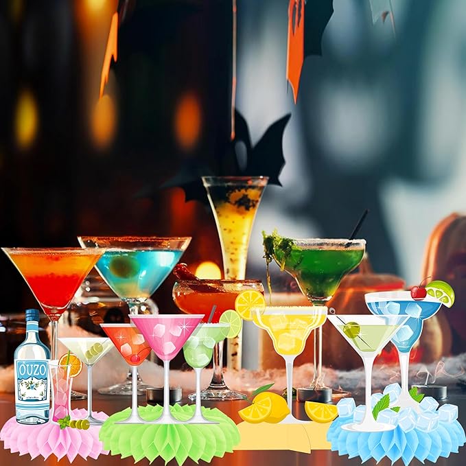 Cocktail Theme Honeycomb Centerpieces Margarita Birthday Party Decorations Margs & Matrimony Bachelorette Party Centerpiece Decoration for Cocktail Martini Themed Party Mexican Fiesta Supplies
