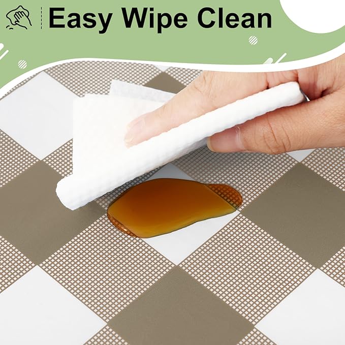 misaya 9 Packs Buffalo Disposable Table Cloth, 54 x 108 Inch Waterproof Plastic Tablecloth, Rectangle Khaki and White Checkered Table Covers for Picnic, Birthday, Party