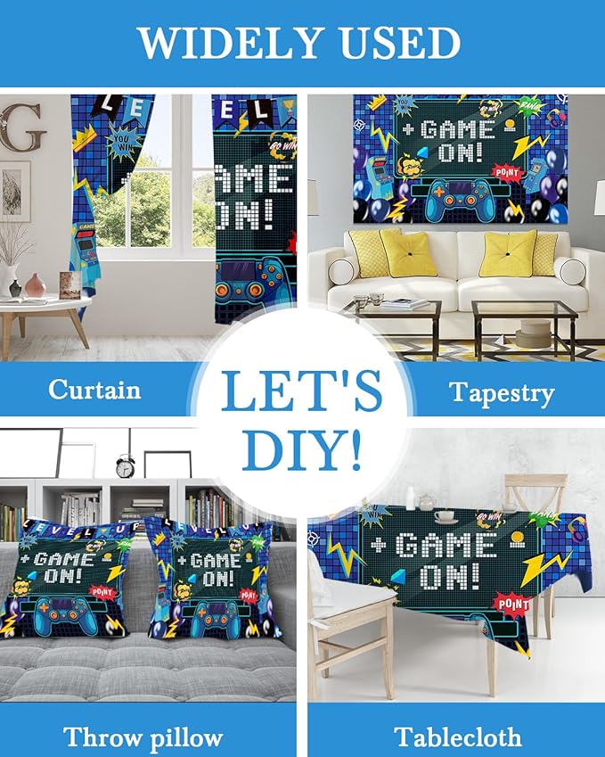 Mocsicka Video Game Birthday Backdrop Game on Happy Birthday Party Decorations Level up Party Background for Photography Wall Decorations Supplies (Game on, 5x3ft(60"x36"))