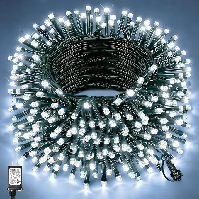 157FT 480 LED Christmas String Lights, Plug in Christmas Lights Outdoor Waterproof, 8 Modes Green Wire StringTwinkle Lights for Indoor Garden Tree Xmas Party Decorations, White